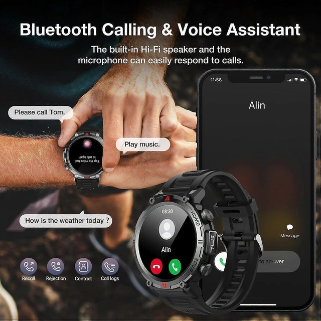 Alt view image 7 of 10 - Ecocleanpath Smart Watch for Men with Bluetooth Call, 1.45" HD Touch Screen, 110+ Sports Modes, Heart Rate & SpO2 Monitor