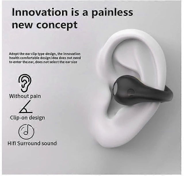 Alt view image 10 of 10 - 5.3 Wireless Open Ear Clip Headphones, Noise Canceling Sports Earbuds with Earhooks (Black)