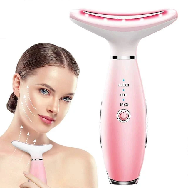 Alt view image 7 of 10 - Ecocleanpath Pink 3-in-1 Face & Neck Massager with Heat Therapy, Portable Skin Care Device for Wrinkle Reduction