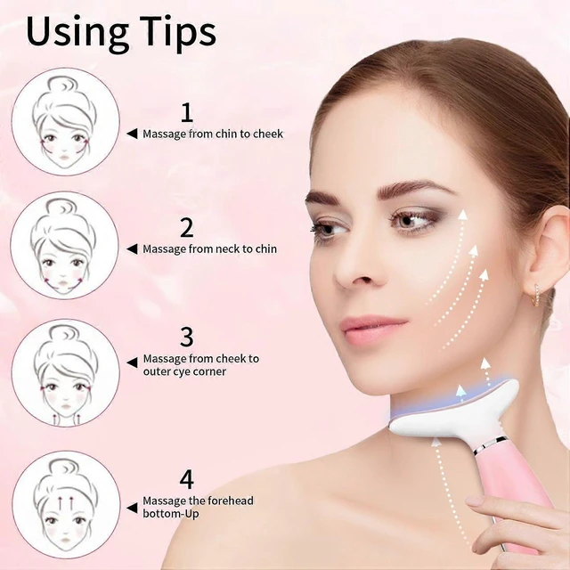 Alt view image 10 of 10 - Ecocleanpath Pink 3-in-1 Face & Neck Massager with Heat Therapy, Portable Skin Care Device for Wrinkle Reduction