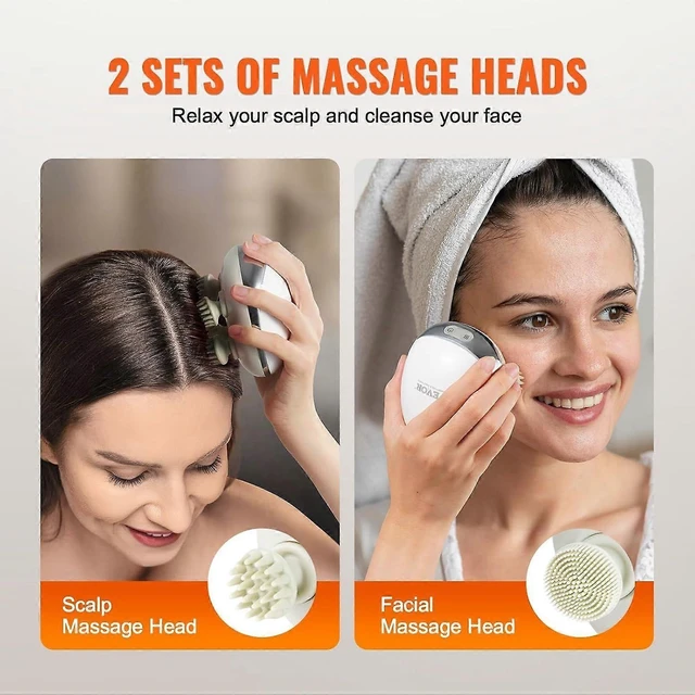 Alt view image 9 of 10 - Ecocleanpath Electric Scalp Massager with Heating, IPX7 Waterproof, 4 Modes for Hair Growth & Stress Relief (White)