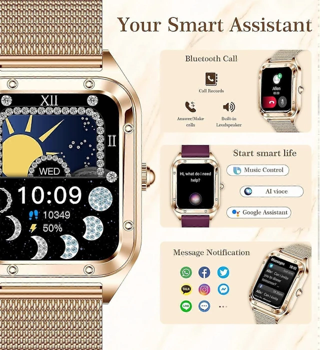Alt view image 9 of 10 - Ecocleanpath Unisex Waterproof Smart Watch with Call Function, 1.6" Display, 19 Sports Modes, Heart Rate & Sleep Tracker