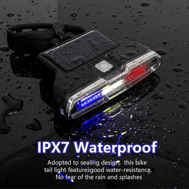 Alt view image 7 of 10 - EcocleanpathSolar-Powered Bike Tail Light, 400 Lumens, USB-C Rechargeable, 7 Modes, IPX7 Waterproof for Night Cycling Safety