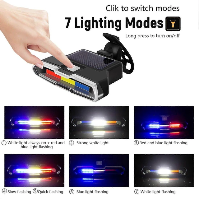 Alt view image 9 of 10 - EcocleanpathSolar-Powered Bike Tail Light, 400 Lumens, USB-C Rechargeable, 7 Modes, IPX7 Waterproof for Night Cycling Safety