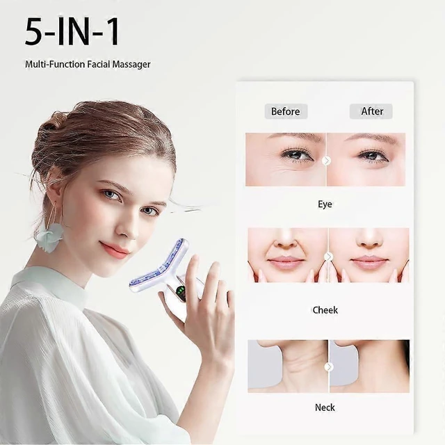 Alt view image 10 of 10 - Ecocleanpath White Face & Neck Massager - 3 Mode Lifting & Shaping Tool for Home Skincare