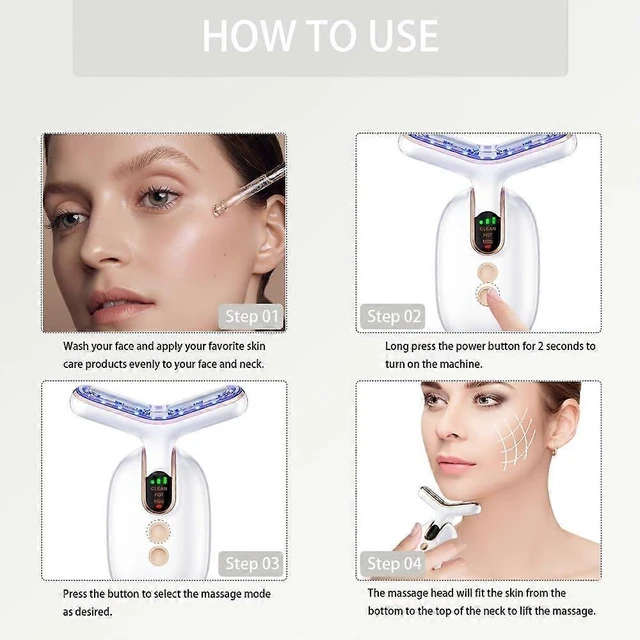 Alt view image 9 of 10 - Ecocleanpath White Face & Neck Massager - 3 Mode Lifting & Shaping Tool for Home Skincare