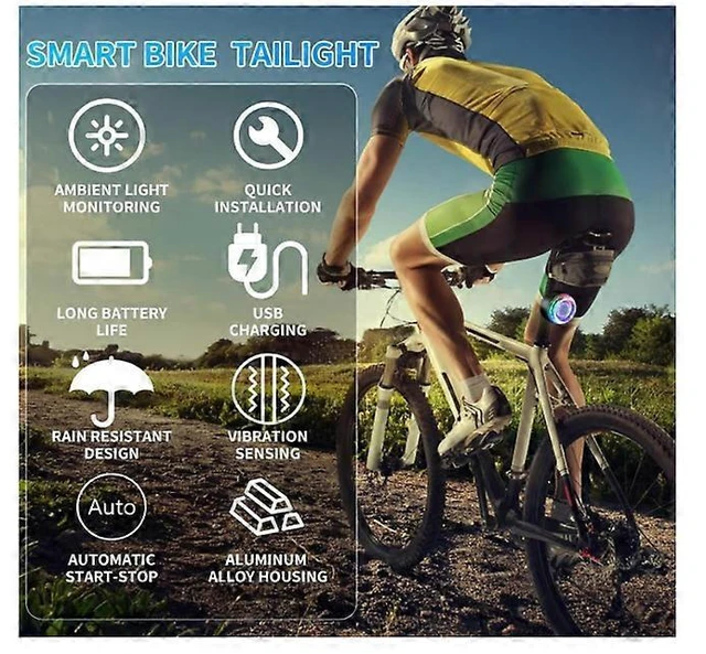 Alt view image 9 of 10 - EcocleanpathSmart Bike Tail Light - 9 Modes, USB Rechargeable, Waterproof Safety Light for Night Riding (Black)