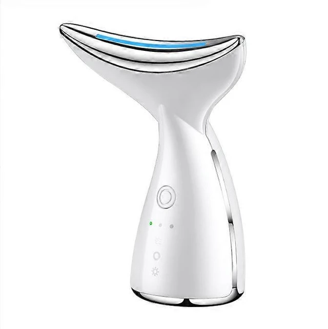 Alt view image 6 of 10 - Ecocleanpath White Electric Face & Neck Massager with Hot Compress, 3 LED Lights & Modes for Anti-Aging Skin Tightening