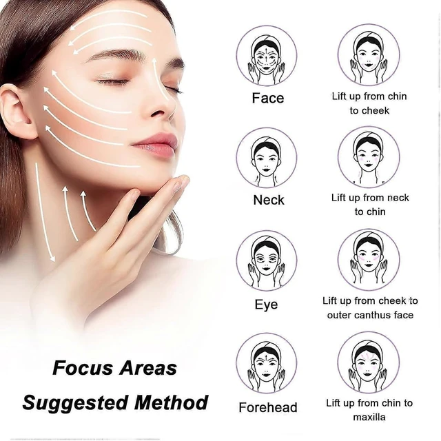Alt view image 8 of 10 - Ecocleanpath Electric EMS Facial & Neck Massager - 45C Anti-Wrinkle, Skin Firming, De-swelling, Rechargeable (White)