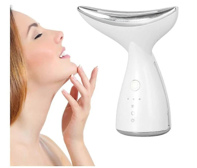 Alt view image 7 of 10 - Ecocleanpath White Electric Face & Neck Massager with Hot Compress, 3 LED Lights & Modes for Anti-Aging Skin Tightening