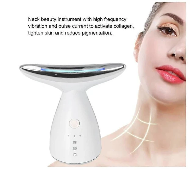 Alt view image 8 of 10 - Ecocleanpath White Electric Face & Neck Massager with Hot Compress, 3 LED Lights & Modes for Anti-Aging Skin Tightening