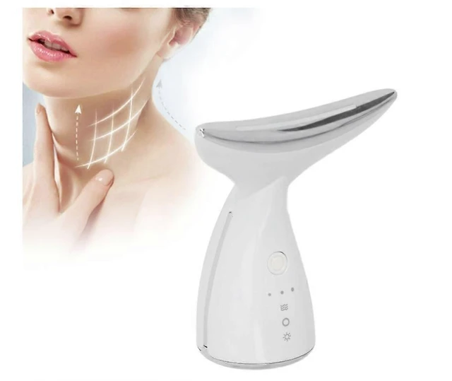Alt view image 9 of 10 - Ecocleanpath White Electric Face & Neck Massager with Hot Compress, 3 LED Lights & Modes for Anti-Aging Skin Tightening