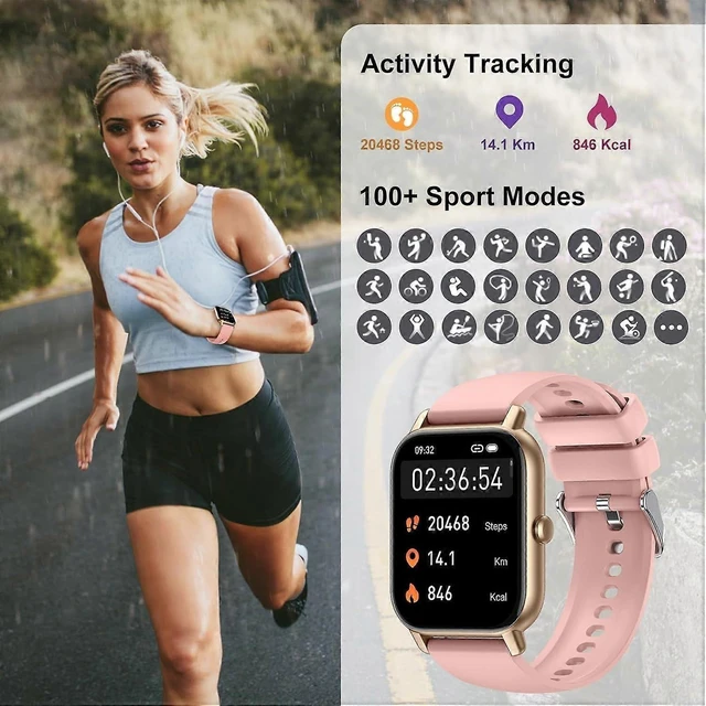 Alt view image 8 of 10 - Ecocleanpath P66D Smart Watch 1.85" Bluetooth Call, IP68 Waterproof, 110+ Sport Modes, Heart Rate Monitor - Rose