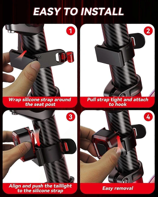Alt view image 9 of 10 - EcocleanpathUSB-C Rechargeable Bike Tail Light, 120 Lumen 5 Modes Red LED Safety Light for Night Riding