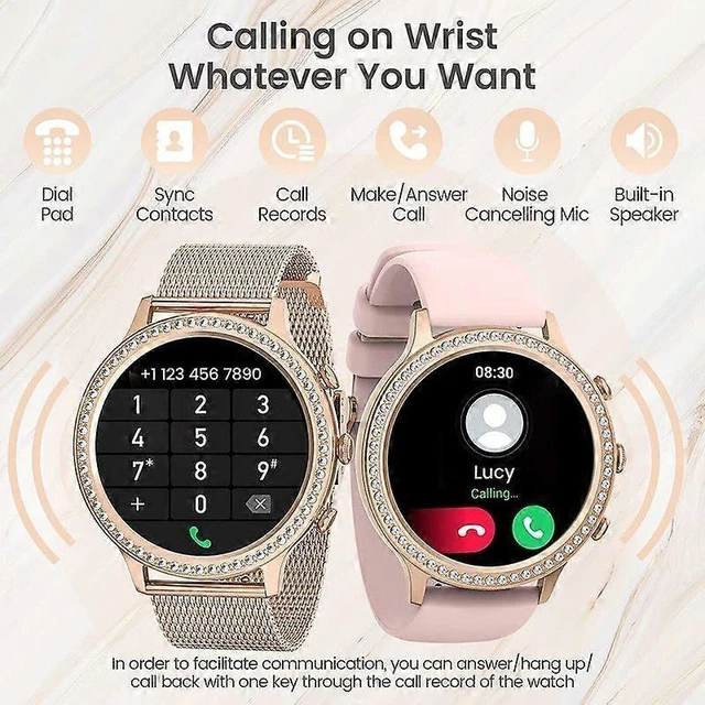 Alt view image 8 of 10 - Ecocleanpath Diamond Smart Watch for Women: 1.32" Fitness Tracker with Heart Rate, Blood Oxygen & Sleep Monitor