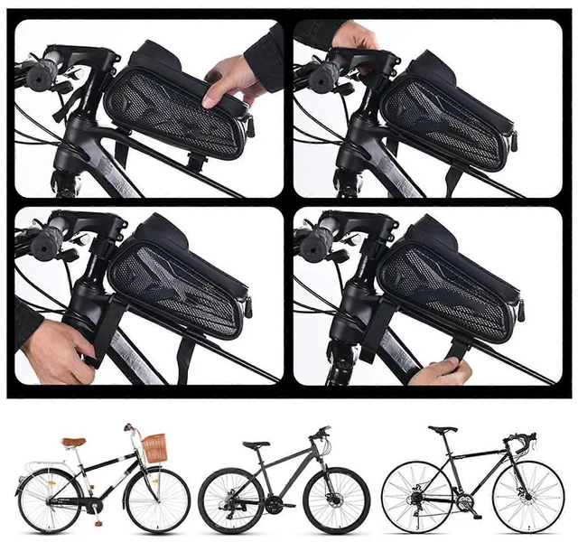 Alt view image 7 of 10 - Ecocleanpath Waterproof Bike Handlebar Bag with Sun Visor & TPU Touch Screen - Mountain Cycling Storage (Black)