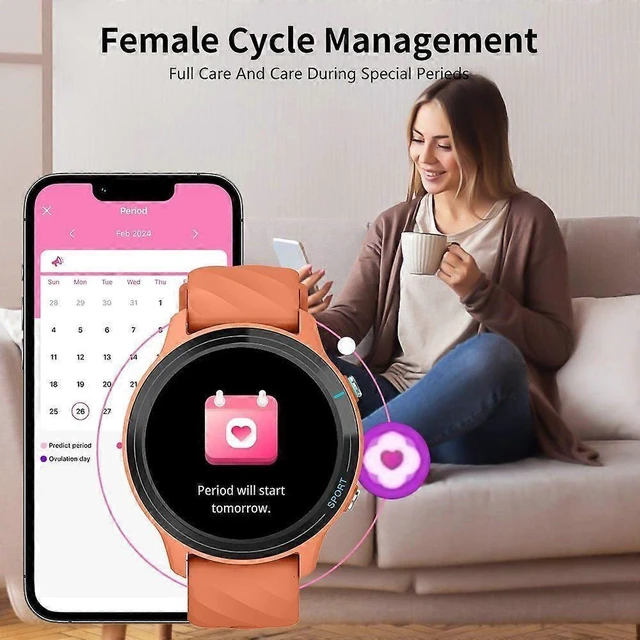 Alt view image 8 of 10 - Ecocleanpath Smart Watch 1.52" Full Touch, IP68 Waterproof, Heart Rate & Sleep Monitor, 123 Sports Modes (Orange)