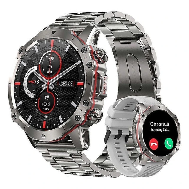 Alt view image 6 of 10 - Ecocleanpath Military Smart Watch for Men: Bluetooth Calling, 50+ Sports Modes, 1.43" AMOLED, 400mAh Battery, Silver