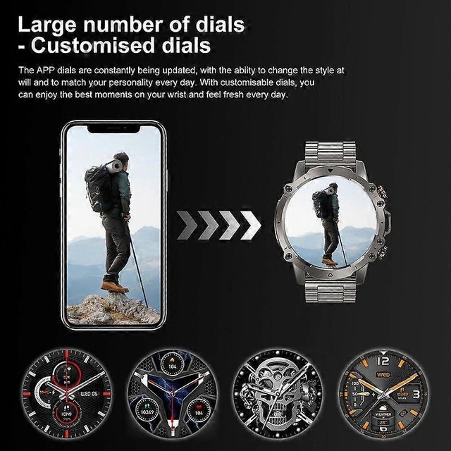 Alt view image 10 of 10 - Ecocleanpath Military Smart Watch for Men: Bluetooth Calling, 50+ Sports Modes, 1.43" AMOLED, 400mAh Battery, Silver