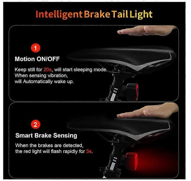 Alt view image 9 of 10 - EcocleanpathUSB Rechargeable Bike Tail Light with Brake Sensing, Waterproof LED Cycling Safety Rear Light for Bikes/Helmet/Backpack (Black)