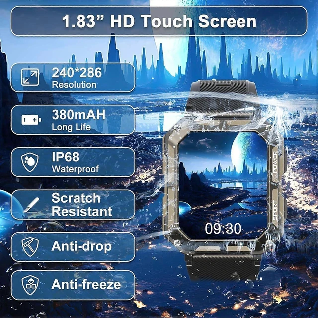 Alt view image 6 of 8 - Ecocleanpath C20Pro Men's Rugged Fitness Watch with Heart Rate Monitor, Bluetooth Calls, 123 Sports Modes