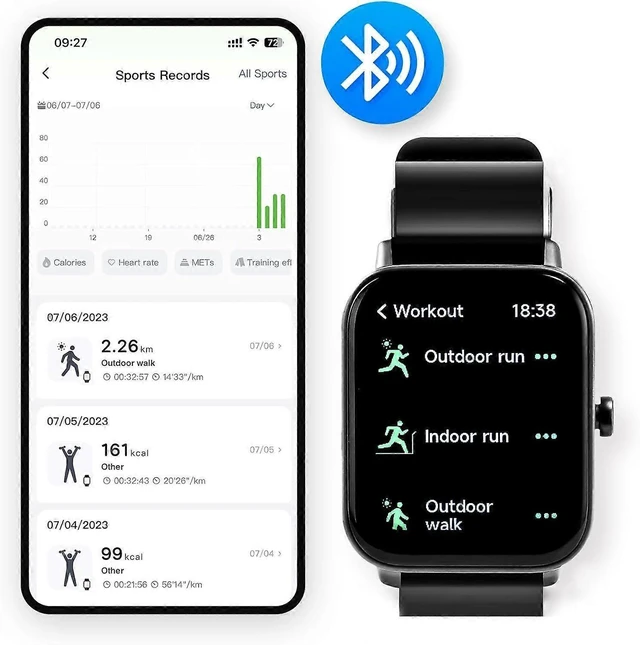 Alt view image 7 of 10 - Ecocleanpath Smart Watch with Bluetooth Call & Alexa, 1.8" HD Fitness Tracker, Heart Rate SpO2 Monitor, Black