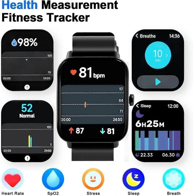 Alt view image 9 of 10 - Ecocleanpath Smart Watch with Bluetooth Call & Alexa, 1.8" HD Fitness Tracker, Heart Rate SpO2 Monitor, Black
