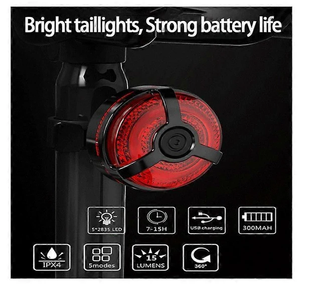 Alt view image 7 of 10 - EcocleanpathUSB Rechargeable Bike Tail Light, 270° Wide Angle Red LED, Waterproof Bicycle Safety Light (Black)
