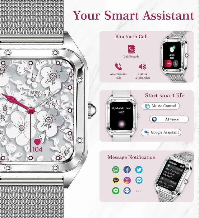 Alt view image 7 of 10 - Ecocleanpath Android iPhone Smart Watch - 1.6" Fitness Tracker, IP67 Waterproof, Call & Heart Rate Monitor