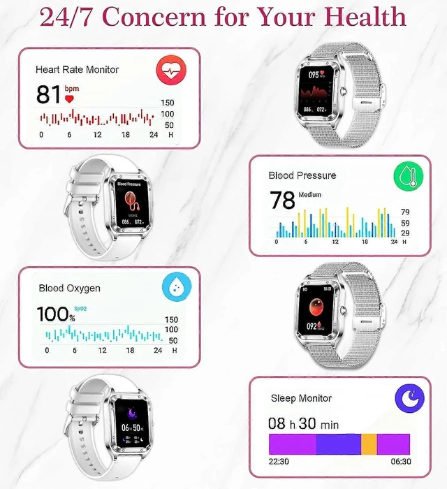 Alt view image 10 of 10 - Ecocleanpath Android iPhone Smart Watch - 1.6" Fitness Tracker, IP67 Waterproof, Call & Heart Rate Monitor