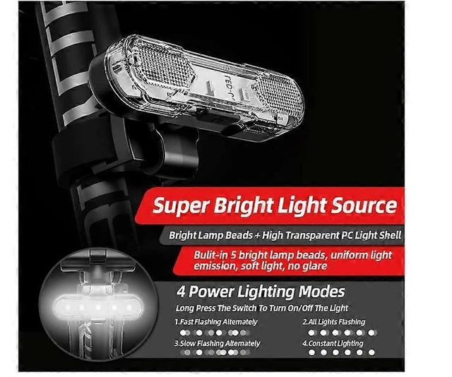 Alt view image 9 of 10 - EcocleanpathUSB Rechargeable Bike Tail Light 2 Pack, 4 Modes Waterproof LED Bicycle Safety Light (Black)