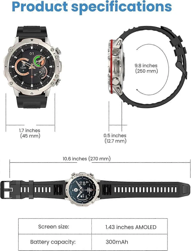 Alt view image 10 of 10 - Ecocleanpath Smart Watch 1.43" AMOLED, Waterproof Fitness Tracker with Heart Rate, Blood Pressure & 100+ Sports Modes