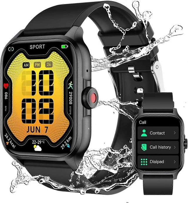 Alt view image 6 of 12 - Ecocleanpath 1.85" Touch Smart Watch with Bluetooth Calling, Heart Rate & Sleep Monitor, 100+ Sports Modes, IP67 Waterproof for Android iOS (Black)