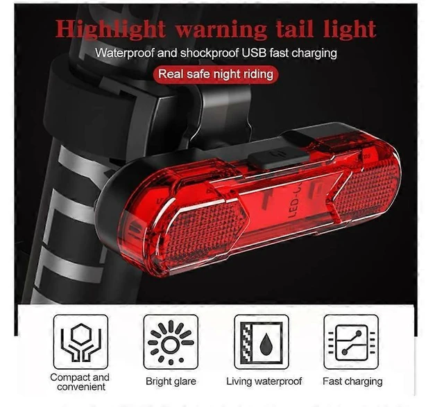 Alt view image 10 of 10 - EcocleanpathUSB Rechargeable Bike Tail Light, 4 Modes High Brightness LED Rear Bicycle Light Waterproof Black