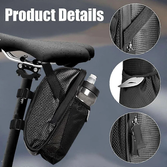 Alt view image 10 of 10 - Ecocleanpath Waterproof 1.5L Bike Saddle Bag with Reflective Strips - MTB/Road Bike Seat Storage Bag (Black)