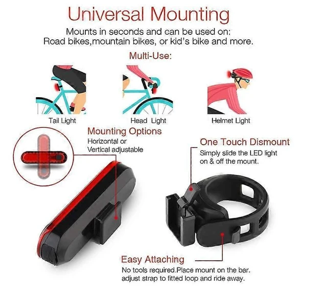 Alt view image 8 of 10 - EcocleanpathUSB Rechargeable Bike Light Set - 4 Modes, Waterproof Front & Rear LED Cycling Lamps (Black)