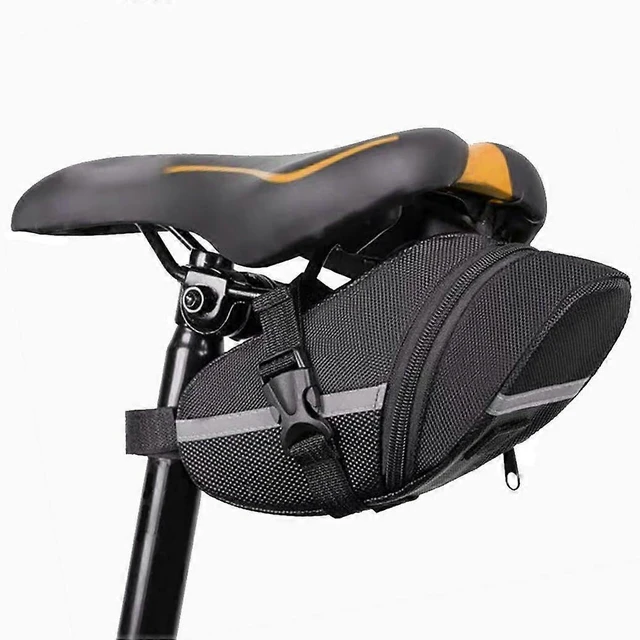 Alt view image 2 of 2 - Ecocleanpath Black Bike Saddle Bag with 3M Reflective Strip - Under Seat Cycling Storage Bag