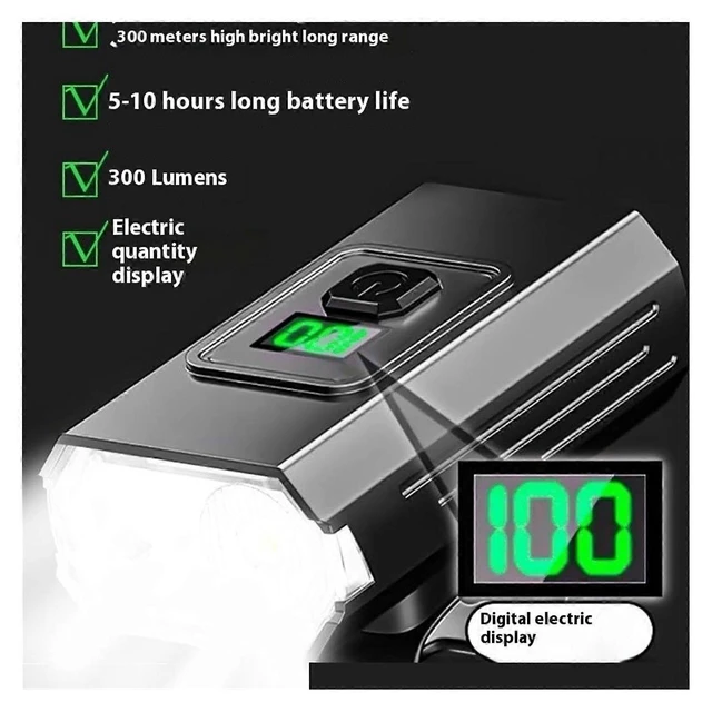 Alt view image 7 of 10 - EcocleanpathUSB Rechargeable Bike Light, High Brightness Aluminum Alloy Front Light with Dual Beads for Mountain Cycling