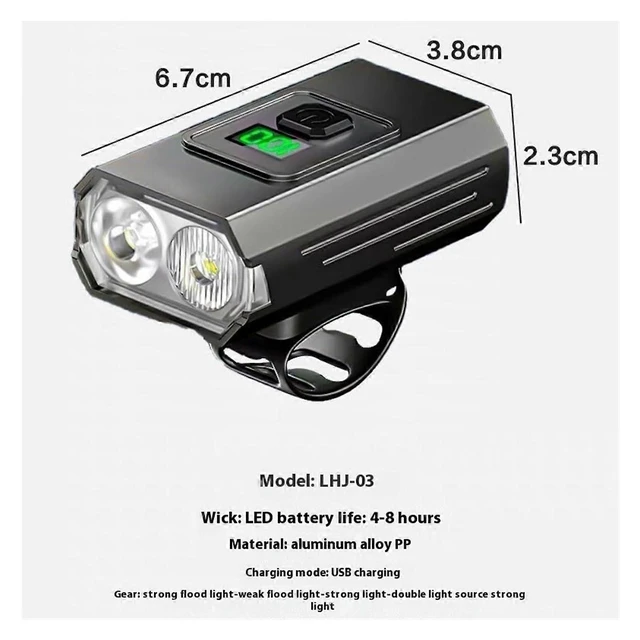Alt view image 9 of 10 - EcocleanpathUSB Rechargeable Bike Light, High Brightness Aluminum Alloy Front Light with Dual Beads for Mountain Cycling