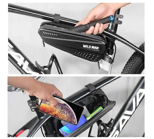 Alt view image 9 of 10 - Ecocleanpath Waterproof Bike Top Tube Bag, Large Capacity MTB/Road Bicycle Frame Pouch with Phone Protection (Black)
