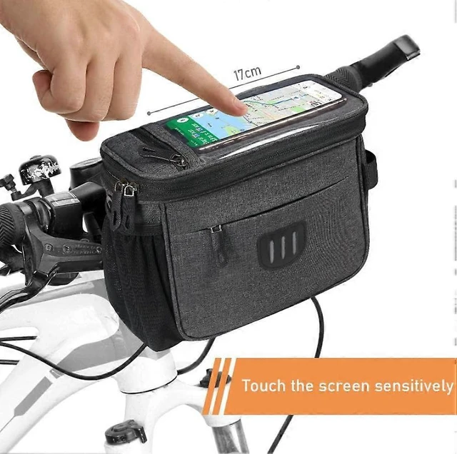 Alt view image 8 of 10 - Ecocleanpath 6L Waterproof Bike Handlebar Bag, Gray Cycling Phone Holder for Mountain & Folding Bikes