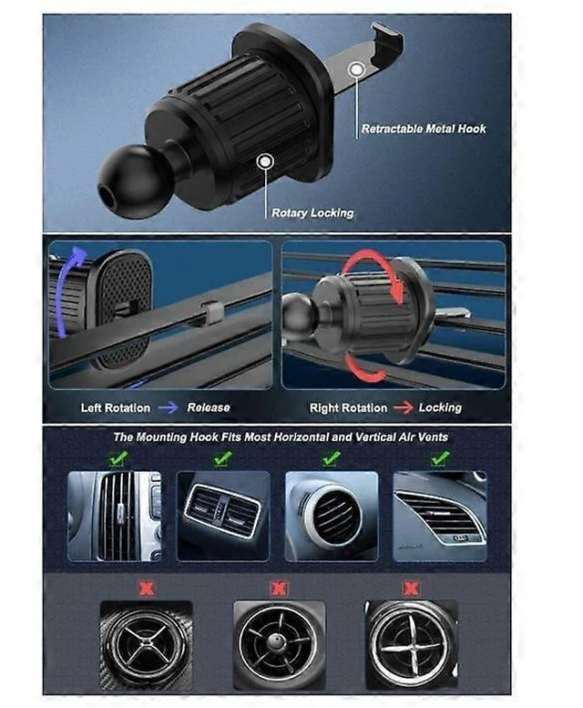 Alt view image 8 of 10 - Ecocleanpath Universal Car Air Vent Phone Mount Holder, 360° Adjustable for 4-7" Phones, Quick Release & Non-Slip (Black)