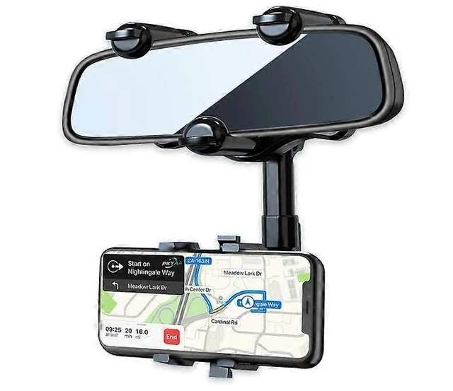Alt view image 6 of 10 - Ecocleanpath 360° Rotating Rearview Mirror Phone Holder for Car, Adjustable Arm, Universal Mount (Black)