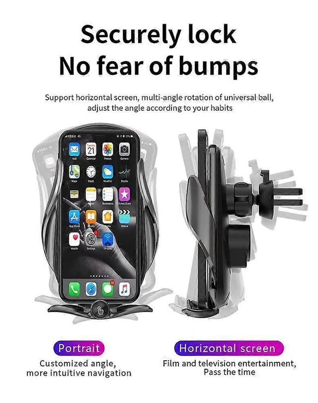 Alt view image 9 of 10 - Ecocleanpath 15W Auto Clamping Wireless Car Charger Mount, Magnetic Phone Holder for iPhone & Android (Black)