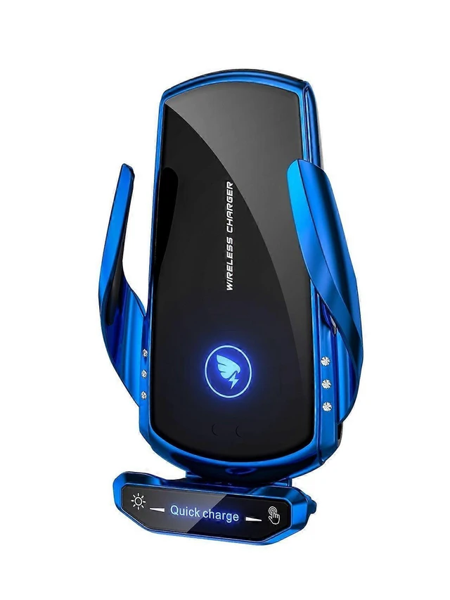 Alt view image 6 of 10 - Ecocleanpath 15W Qi Fast Wireless Car Charger Mount - Auto Clamping, Magnetic & Universal Phone Holder (Blue)