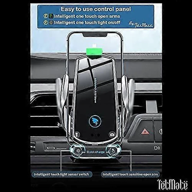 Alt view image 9 of 10 - Ecocleanpath 15W Qi Fast Wireless Car Charger Mount - Auto Clamping, Magnetic & Universal Phone Holder (Blue)