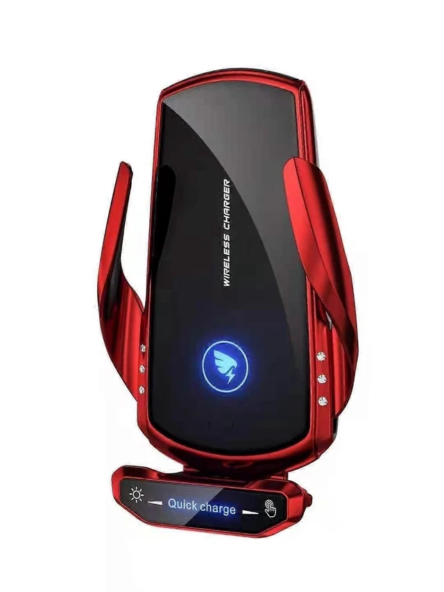 Alt view image 6 of 10 - Ecocleanpath 15W Qi Fast Wireless Car Charger Mount - Auto Clamping Phone Holder for Dashboard, Windshield & Vent (Red)
