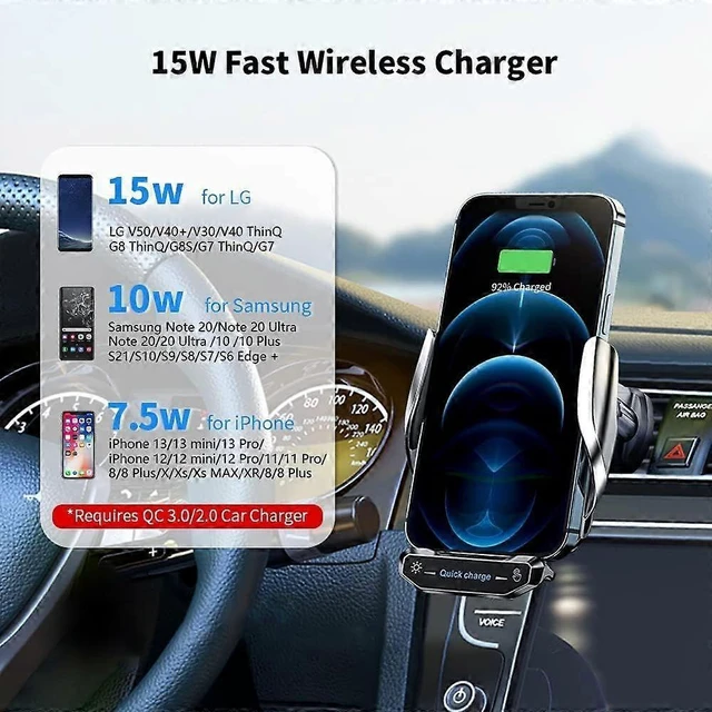 Alt view image 8 of 10 - Ecocleanpath 15W Qi Fast Wireless Car Charger Mount - Auto Clamping Phone Holder for Dashboard, Windshield & Vent (Red)
