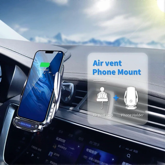 Alt view image 10 of 10 - Ecocleanpath 15W Qi Fast Wireless Car Charger Mount - Auto Clamping Phone Holder for Dashboard, Windshield & Vent (Red)