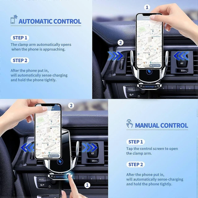 Alt view image 9 of 10 - Ecocleanpath 15W Qi Fast Wireless Car Charger Mount - Auto Clamping Phone Holder for Dashboard, Windshield & Vent (Red)